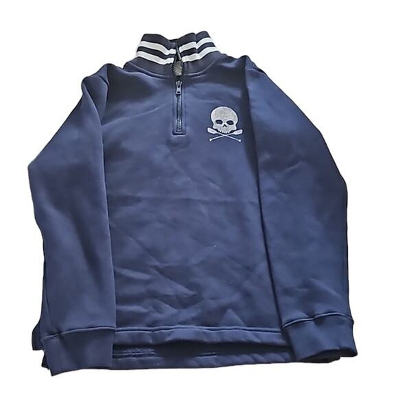 Excellent condition Wes and Willy Boys 1/2 Zip Pullover Size 7 Navy Blue Skull - Picture 2 of 5